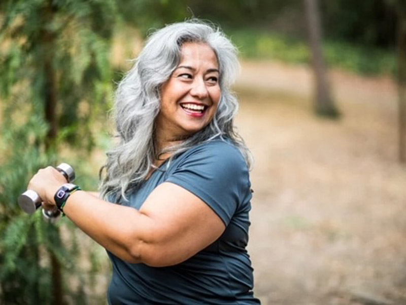 A lady smiling